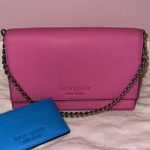 Kate spade small pink bag with blue card holder🩷💙